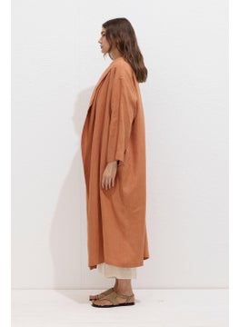 Manuka Hooded Linen Trench Coat Orange  - Image 4