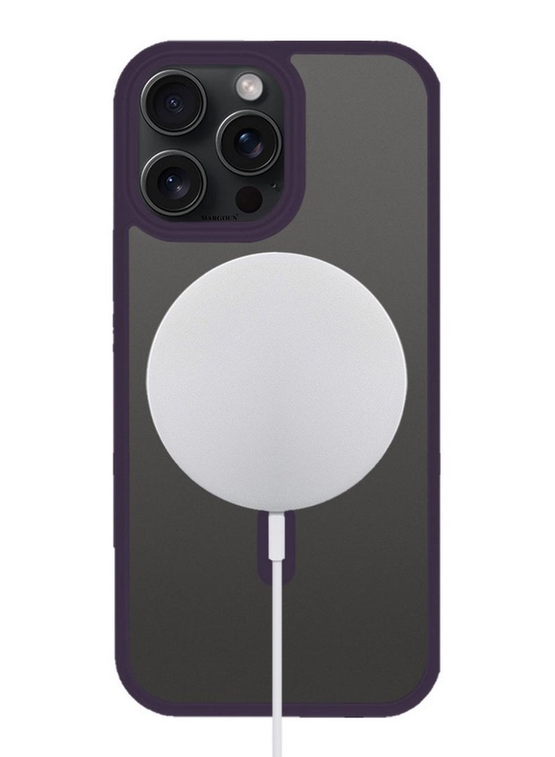 CATANES 2 Pieces Magnetic Slim Protective Case for iPhone 15 Pro - with Wireless Charging Support with 3D Screen Protector - Purple - Image 3