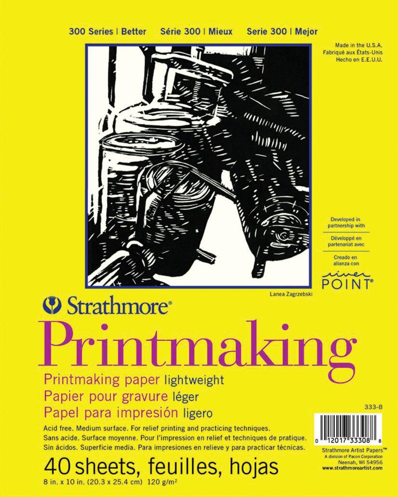 Strathmore 300 Series Printmaking Paper Pad, Glue Bound, 8x10 inches, 40 Sheets (120g) - Artist Paper for Adults and Students - Block Printing, Linocut, Screen Printing - Image 1