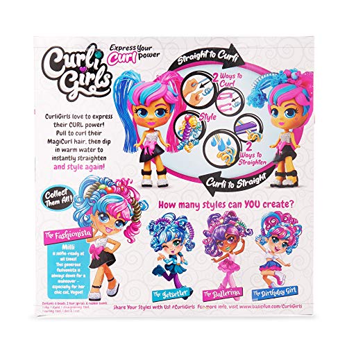 Basic Fun CurliGirls Milli, The Fashionista & Vogue, her cat - Deluxe Hairstyling Doll with MagiCurl Hair - Style Again and Again - Ages 3+ - Image 4