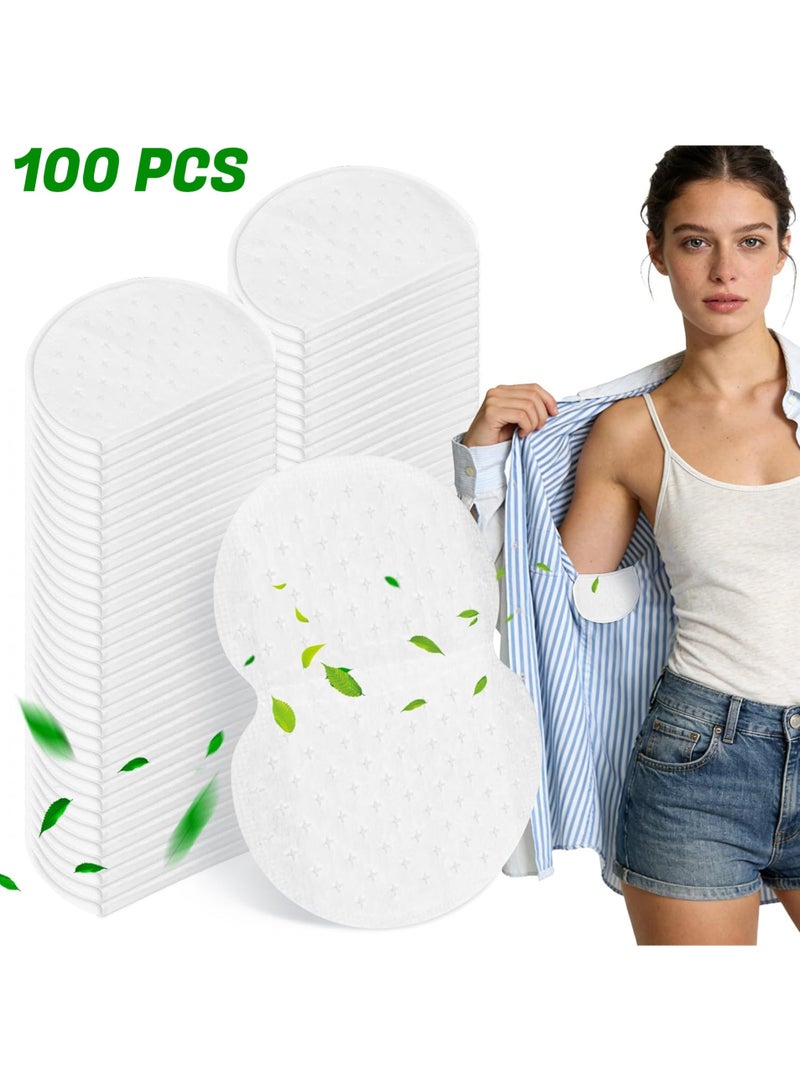 LuckSa 100 Pcs Underarm Sweat Pads, Disposable Armpit Sweat Absorbing Pads, Thin Invisible Anti-Sweat Dress Shields, Strong Adhesive For Men & Women - Image 1