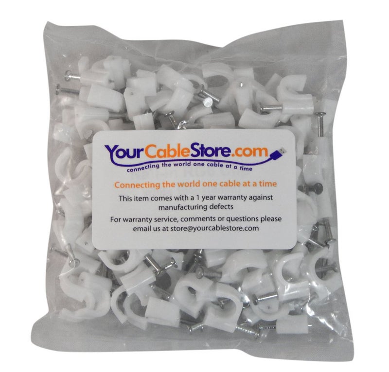 Your Cable Store 100 Pack White RG6 / 8mm Nail in Cable Clips - Image 4