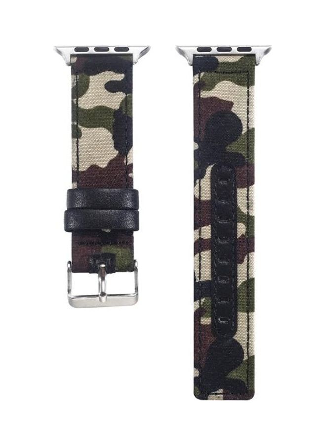 NIBEMINENT Cloth with Top-Grain Leather Wrist Watch Band for Apple Series 7/6/5/4/3/2/1/SE 45/44/42mm Multicolour - Image 5