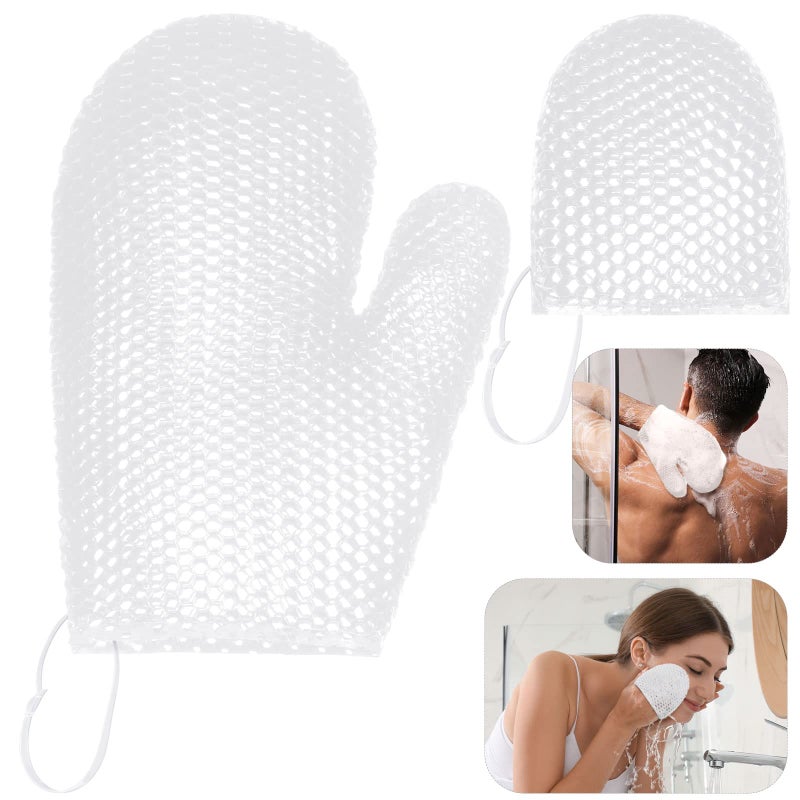 Vesici 2 Pcs Honeycomb Exfoliating Glove Set Exfoliating Bath Mitt Honeycomb Face and Body Scrubber Shower Mitt Sponges for Cleaning Body Shower Face Skin Beauty SpaWhite - Image 3