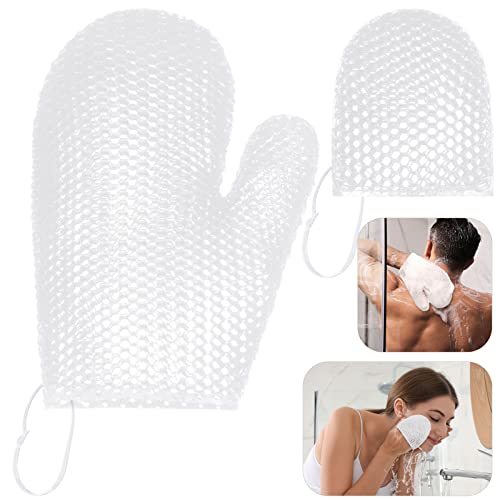 Vesici 2 Pcs Honeycomb Exfoliating Glove Set Exfoliating Bath Mitt Honeycomb Face and Body Scrubber Shower Mitt Sponges for Cleaning Body Shower Face Skin Beauty SpaWhite - Image 1