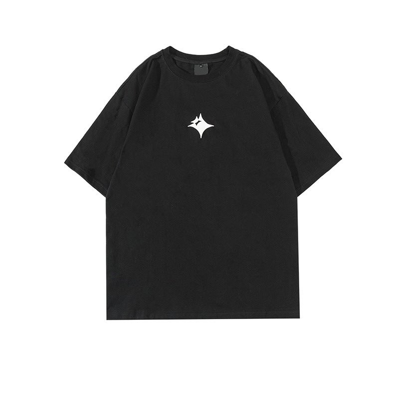 Yprs Men'S Design Sparkling Star Printed Selling Oversize Niche Street Couple Ins Short-Sleeved T-Shirt - Image 3