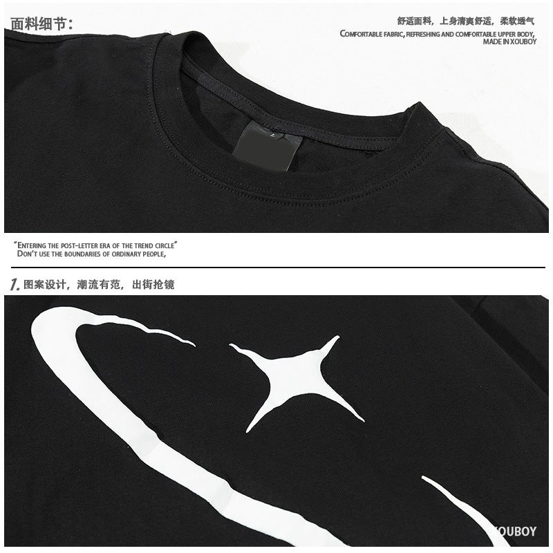 Yprs Men'S Design Sparkling Star Printed Selling Oversize Niche Street Couple Ins Short-Sleeved T-Shirt - Image 5