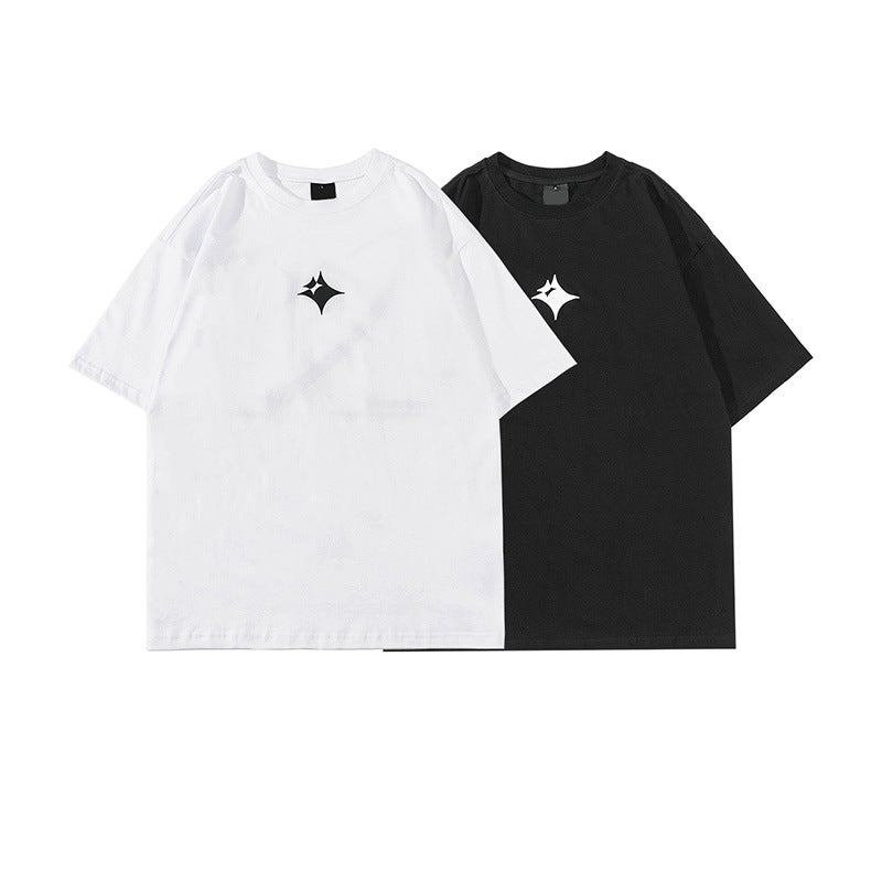 Yprs Men'S Design Sparkling Star Printed Selling Oversize Niche Street Couple Ins Short-Sleeved T-Shirt - Image 4