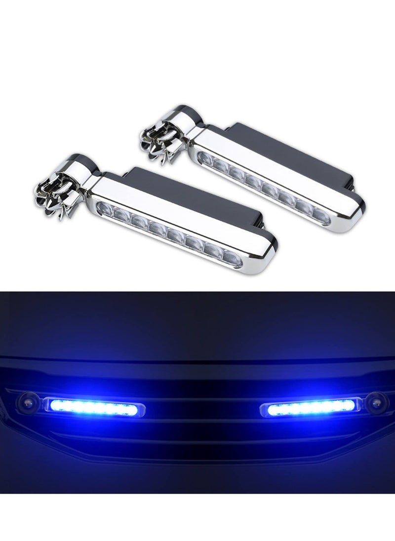 Generic Wind Power Daytime Running Light 1 Pair 8LEDs Car Universal Wind Energy Powered Daytime Running Light Auxiliary Lamp Automobile Decorative Lamp No Need External Power Supply-Blue  - Image 1