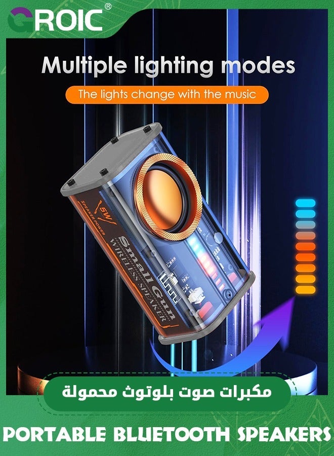 جرويك مكبر صوت بلوتوث محمول أسود مع أضواء، صغير لاسلكي شفاف TWS، مثالي بصوت عالي الدقة وباس للمكتب والمنزل والحمام والغرفة والدراجة والسيارة - Image 4