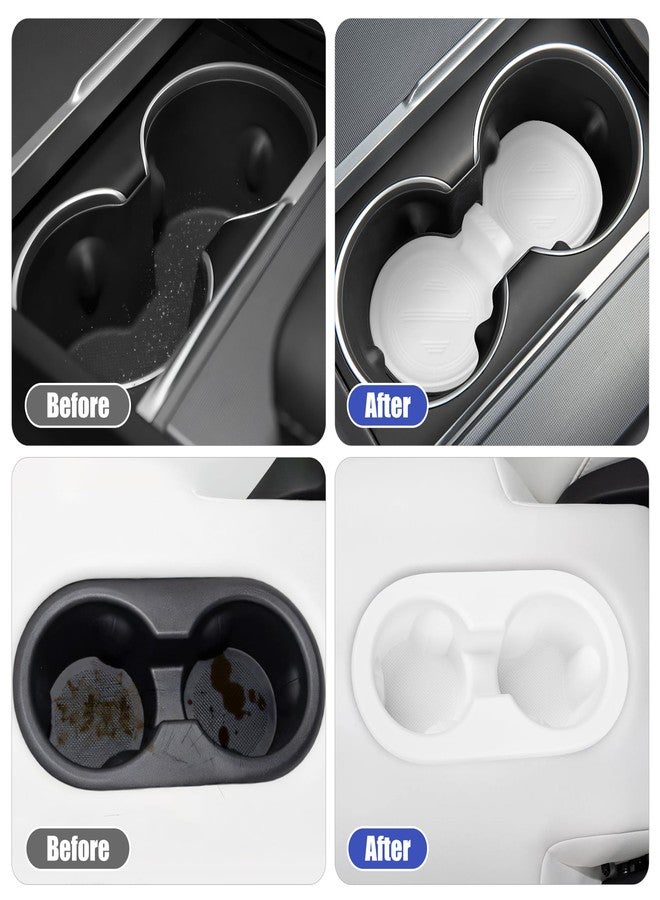 frani Center Console/Backseat Cup Holders 2 Pack Designed for Model Y Juniper 2025-2026,Tesla Model Y Juniper Interior Center Console Accessories White - Image 3