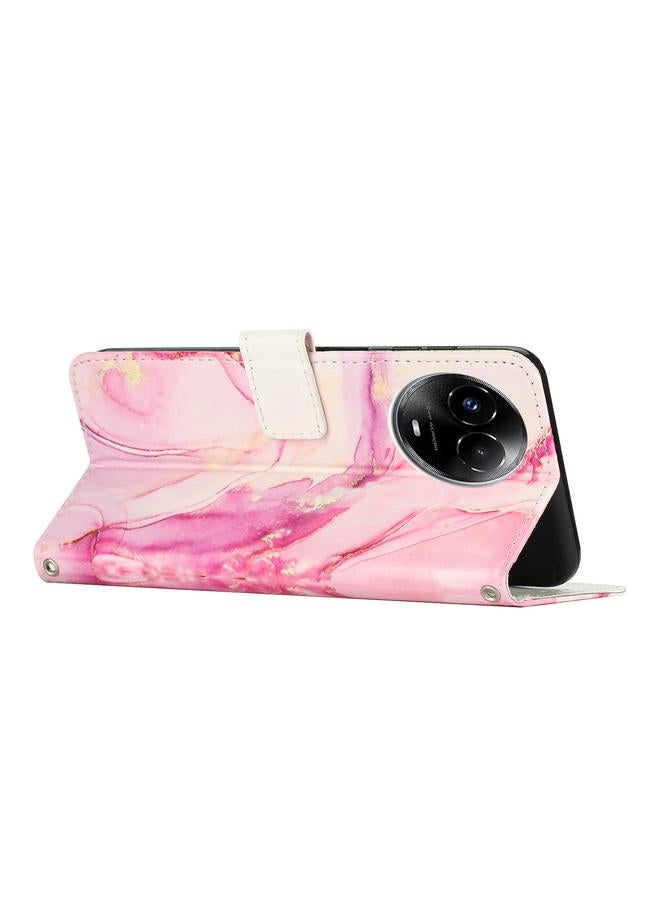 اس-توب جراب لهاتف Realme 11 5G Global / 11X جراب هاتف جلدي بنمط رخامي مطلي - Image 3