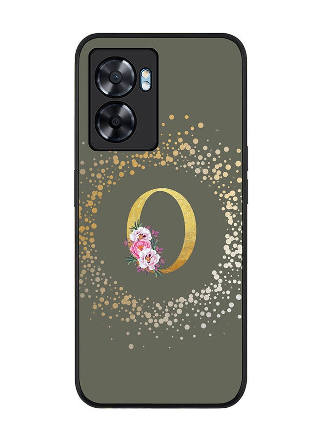 Stylizedd Rugged Black edge case for Oppo A57 Slim fit Soft Case Flexible Rubber Edges TPU Gel Thin Cover - Custom Monogram Initial Letter Floral Pattern Alphabet - O (Olive Green)  - Image 1