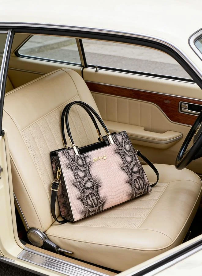 Take Two Pink Snakeskin Shoulder Bag
