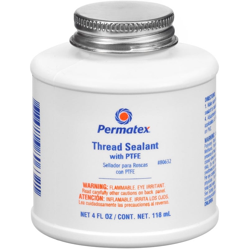 Permatex Thread Sealant with PTFE, 4 oz. (Pack of 12), White