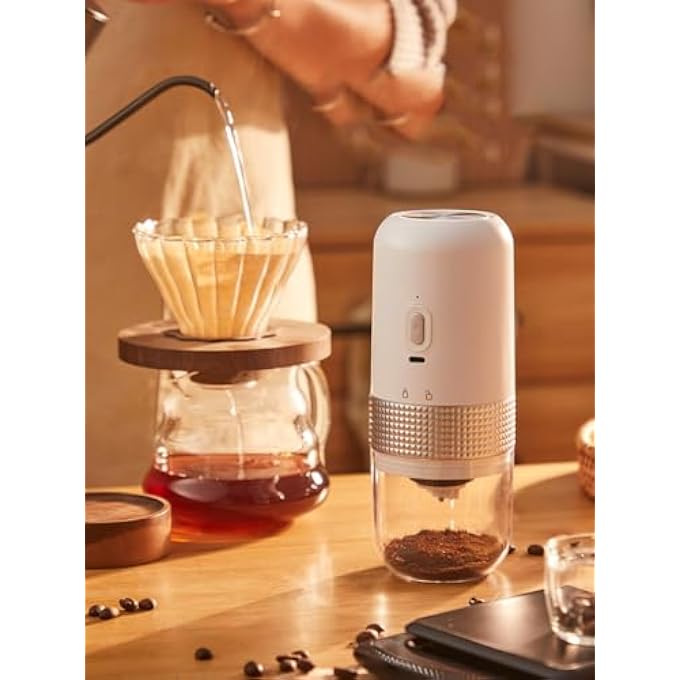 ZEKAROUL Electric Coffee Grinder Portable Grinder Bean Grinder With Multiple Grinding Settings For Home Offices Travel Coffee Shops White - Image 4