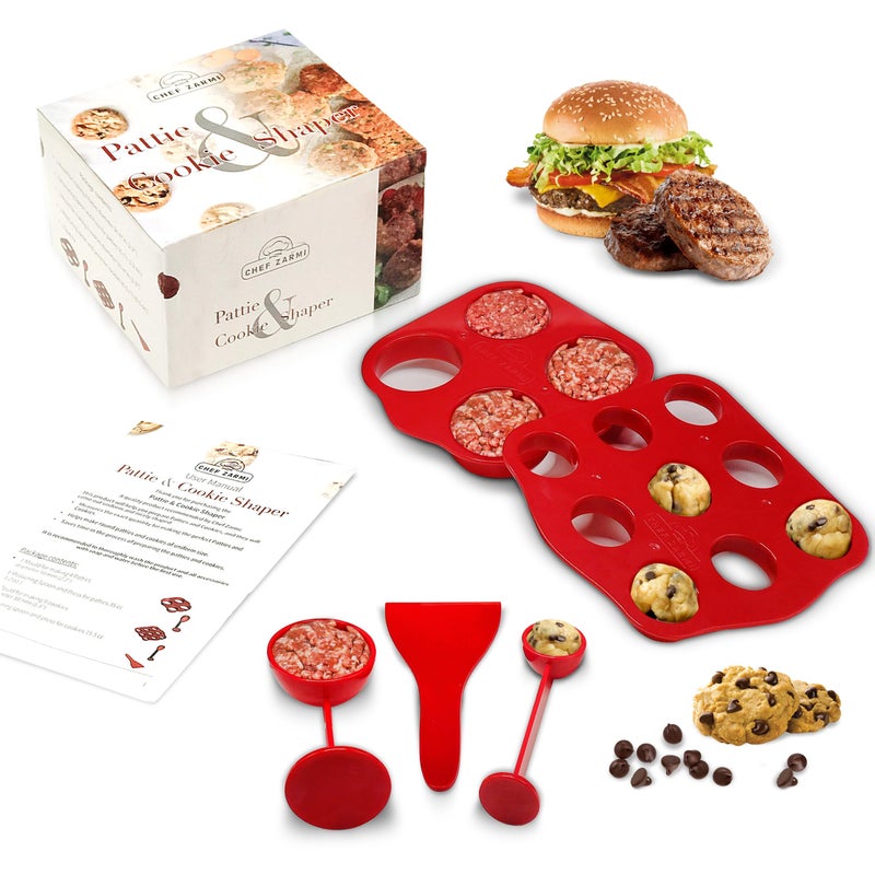 Cookies and Mini Burgers Shaper Kit Easy Homemade Mini Burgers and Cookies Nonstick Patty Press Cookie Mold Tools Perfect for Family Fun BBQs Baking with Kids
