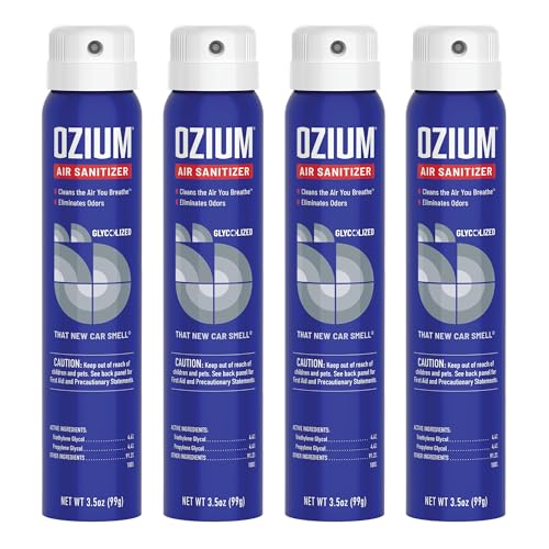 Ozium 35 Oz Air Sanitizer  Odor Eliminator for Homes Cars Offices and More New Car Scent 4 Pack OZM224 - Image 1