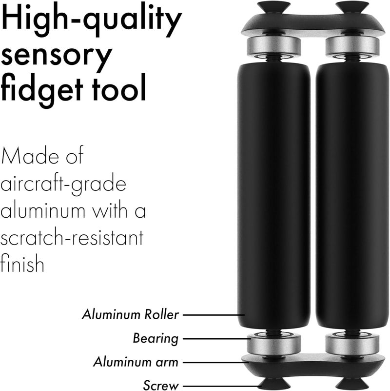 ONO Roller Jr Black Aluminum - Silent Fidget Toys for Promoting Focus, Stress Relief - Helps Develop Fine Motor Skills & Ease Skin & Nail Picking - for Small Hands, Quiet Sensory Toys for Kids & Teens - Image 5
