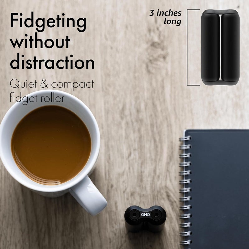 ONO Roller Jr Black Aluminum - Silent Fidget Toys for Promoting Focus, Stress Relief - Helps Develop Fine Motor Skills & Ease Skin & Nail Picking - for Small Hands, Quiet Sensory Toys for Kids & Teens - Image 4