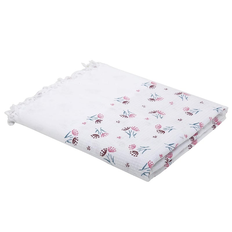 ZAHYA Floral Bath Towel 100 Fine Cotton Large Size Set of 2 Assorted Absorbent Quick Dry Feather Light Super Soft Fringe Border - Image 3