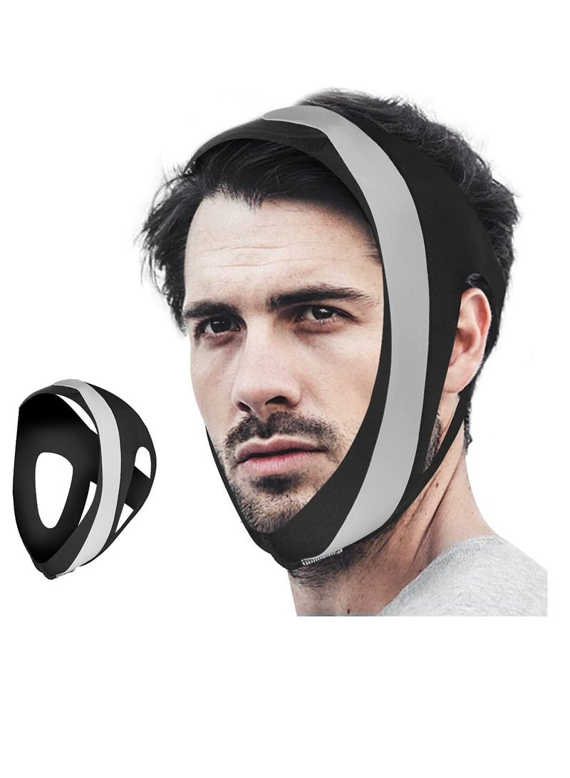 Excefore Anti Snoring Chin Strap, Comfortable Snoring Reduction Relief Snore Stopper, Breathable Adjustable Stop Snoring Head Band, Sleep Aid for Better Breath, Anti Snoring Devices for Men Women (Black) - Image 1