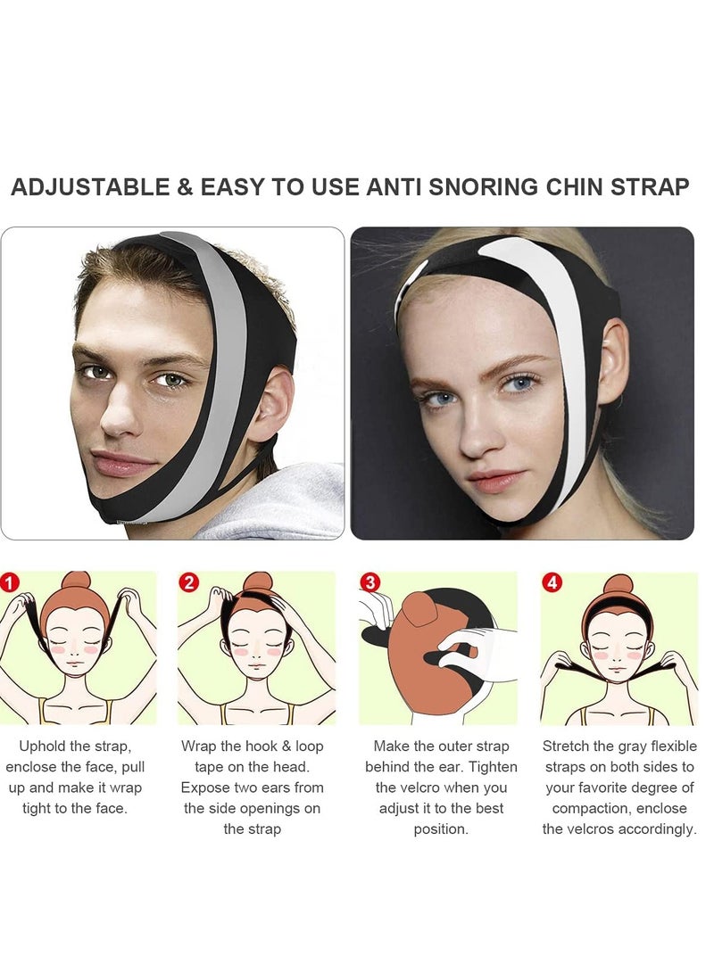 Excefore Anti Snoring Chin Strap, Comfortable Snoring Reduction Relief Snore Stopper, Breathable Adjustable Stop Snoring Head Band, Sleep Aid for Better Breath, Anti Snoring Devices for Men Women (Black) - Image 4