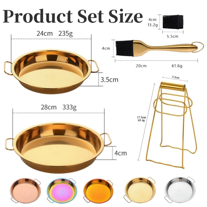BOOTLION Stainless Steel 2pcs Steaming Tray Set, With plate tongs , oil brush toolï¼ŒFolding handleï¼ŒChinese Liangpi Making Tools Set, For Cold Noodleï¼ŒSteamed Riceï¼ŒSteamer Pan Round Cake Fruit Tray (Silver) - Image 2
