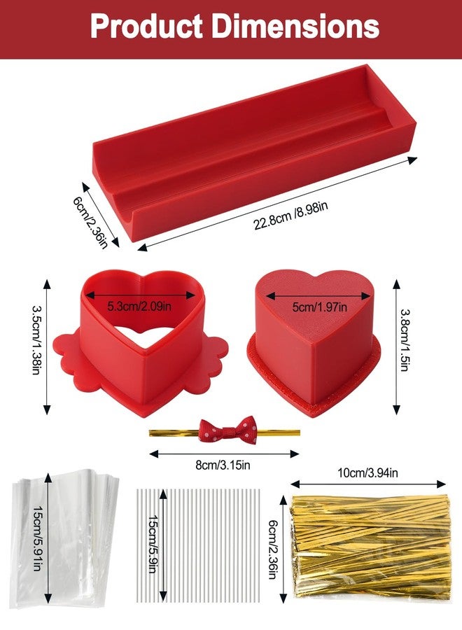 PROKITCHEN Heart Cake Pop Cutter Set with Tray and Sticks, Cake Pop Maker, Baking Molds Kit for Parties, Pastry Making, Home Baking (Red) - Image 4