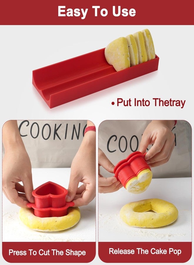 PROKITCHEN Heart Cake Pop Cutter Set with Tray and Sticks, Cake Pop Maker, Baking Molds Kit for Parties, Pastry Making, Home Baking (Red) - Image 2