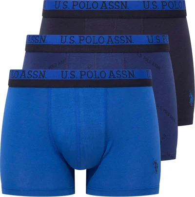 يو اس بولو اسن BASE. POLO ASSN. Men's Printed-Navy Blue-Sax 3-Piece Boxer 80522
