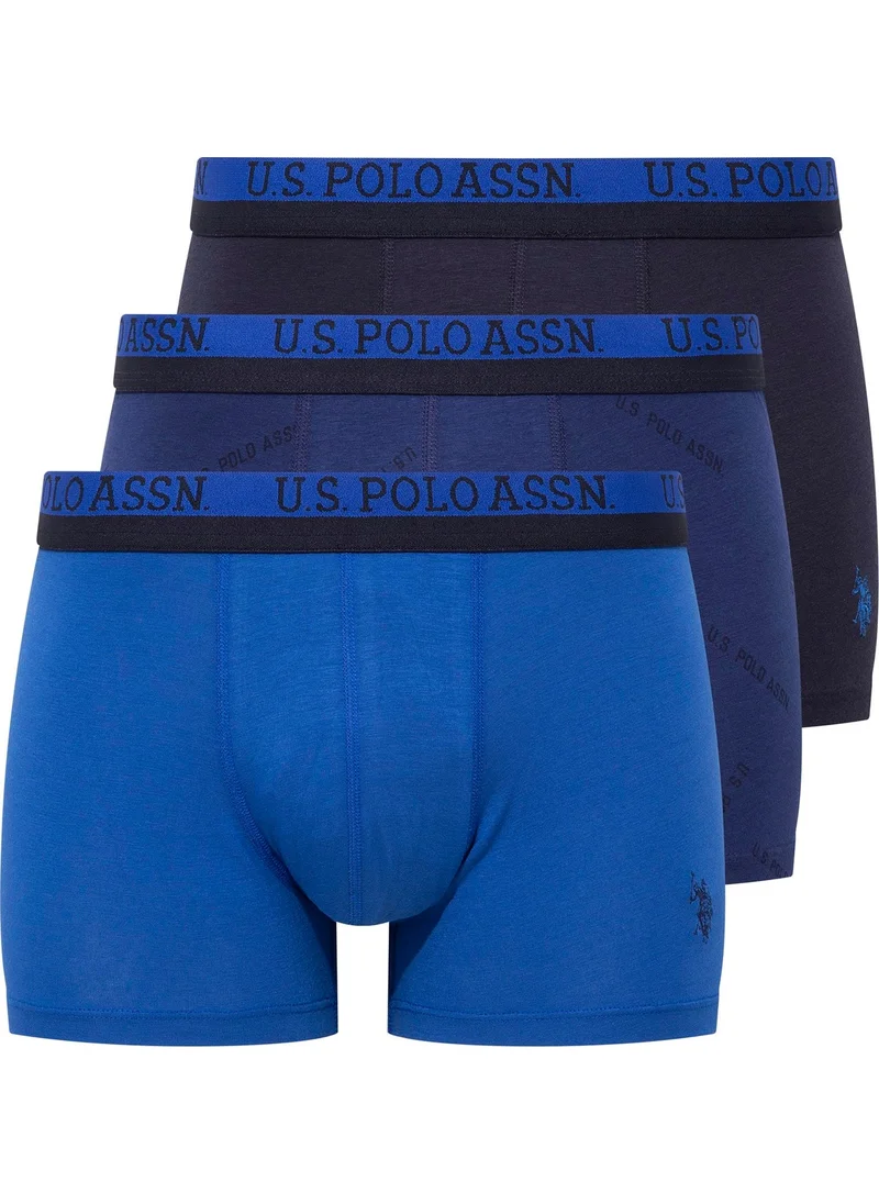 يو اس بولو اسن BASE. POLO ASSN. Men's Printed-Navy Blue-Sax 3-Piece Boxer 80522