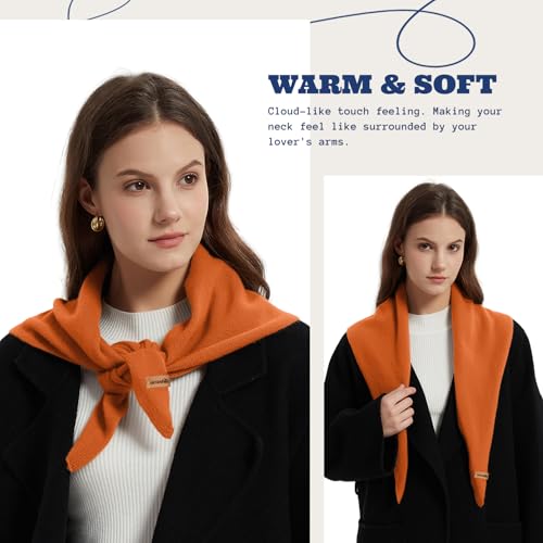 ACUSHLA 100% Merino Wool Triangle Scarf for Women Winter Neck Gaiter Warmer Knit Fashion Hooded Scarf Lightweight Soft Warm Neck Wrap for Ladies, 15.7'' X 47.2'', Orange - Image 2