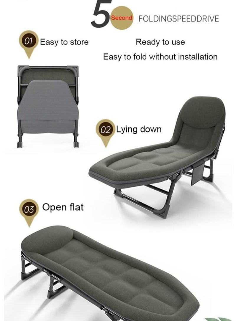 DubaiGallery Lounge Chair Folding Cot, Portable Folding Camping Cot Bed, Sleeping Cot for Beach Lawn Camping Pool Sunbathing Chairs,  - Image 4