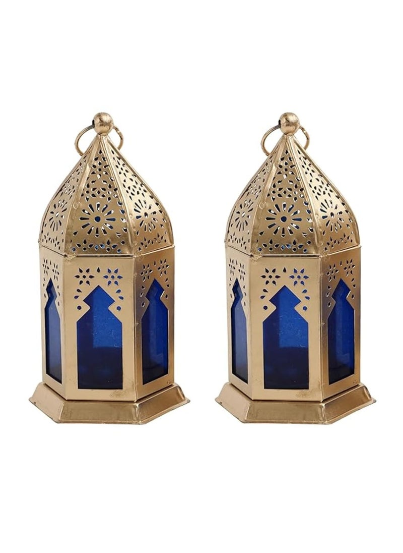 HEYEARTH Heyearth Lanterns for Home Decor Moroccan Lamp Moroccan Lamps Hanging Candle Holder Hanging Lamp for Home Decor Diwali Decoration Christmas Lighting Moroccan Lamp Pack of 2  - Image 1