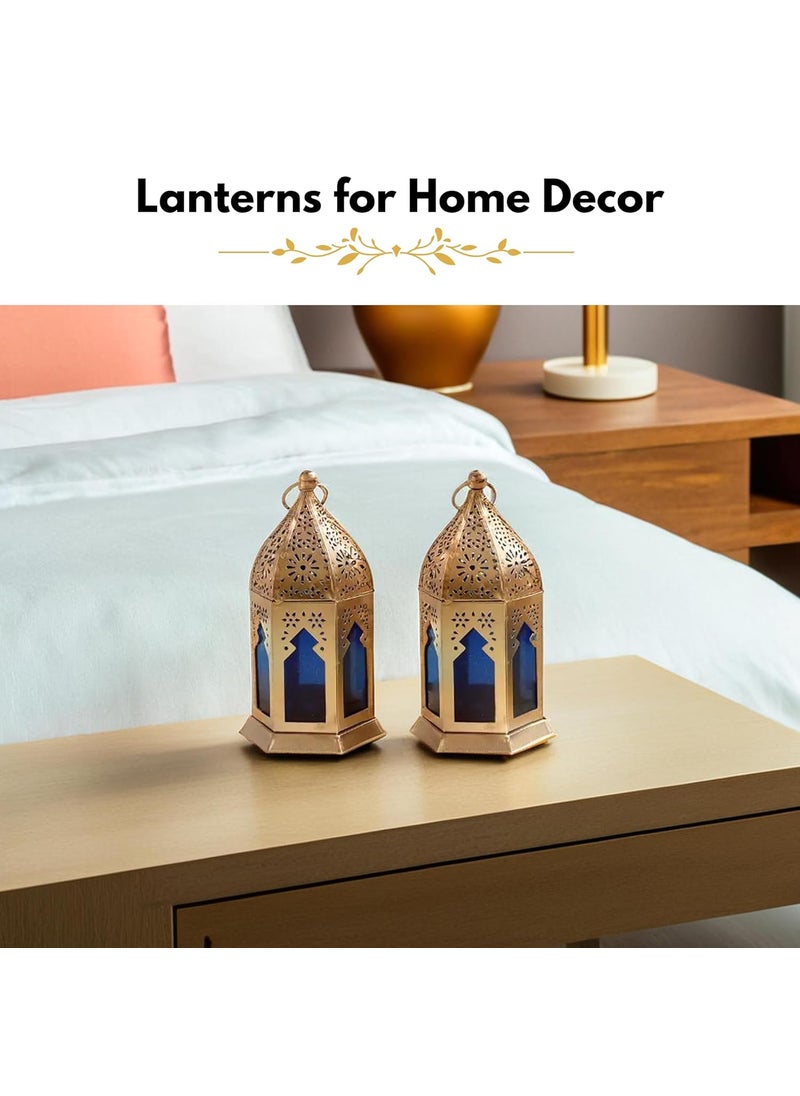HEYEARTH Heyearth Lanterns for Home Decor Moroccan Lamp Moroccan Lamps Hanging Candle Holder Hanging Lamp for Home Decor Diwali Decoration Christmas Lighting Moroccan Lamp Pack of 2  - Image 2
