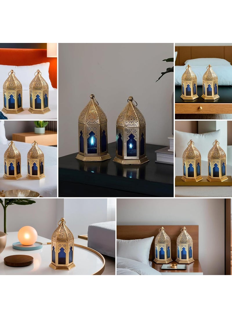 HEYEARTH Heyearth Lanterns for Home Decor Moroccan Lamp Moroccan Lamps Hanging Candle Holder Hanging Lamp for Home Decor Diwali Decoration Christmas Lighting Moroccan Lamp Pack of 2  - Image 3