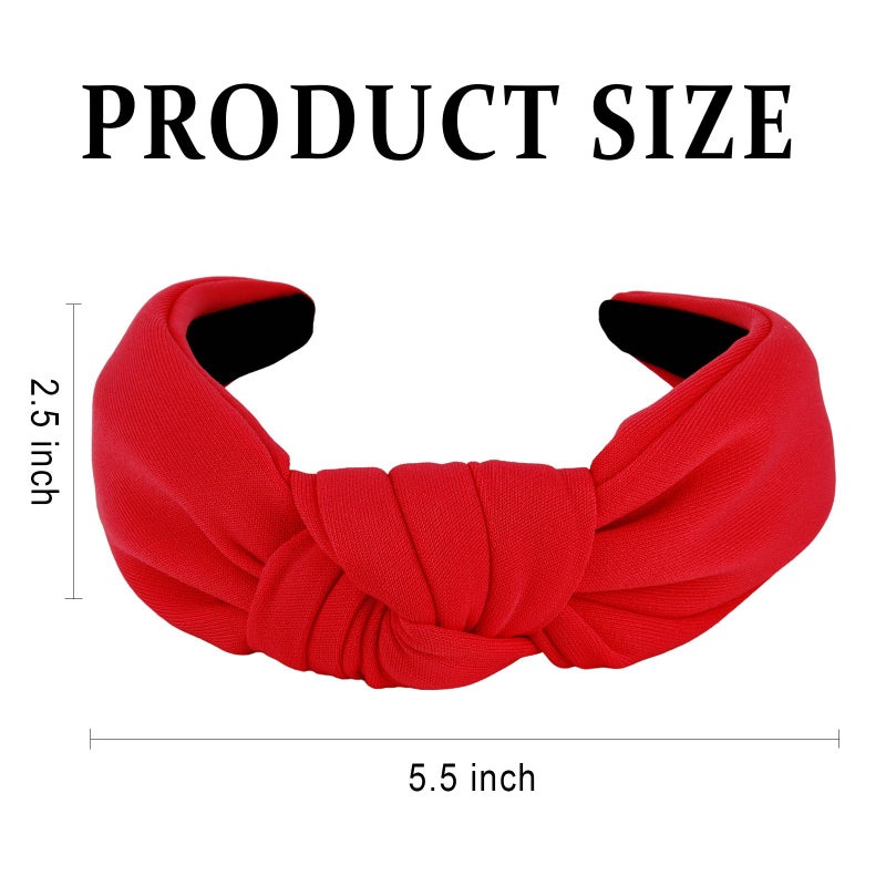 ACO-UINT Red Headband for Women Knotted Head Bands, Large Head Bands for Women's Hair Wide Headbands, Thick Headbands Womens Fashion Headband Hair Accessories for Women - Image 2