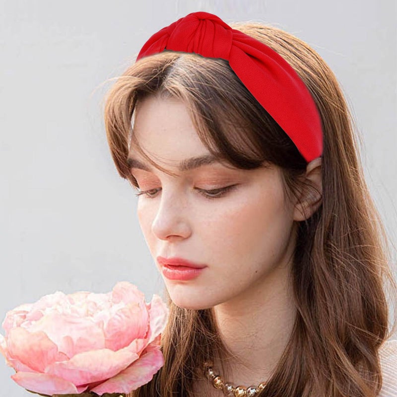 ACO-UINT Red Headband for Women Knotted Head Bands, Large Head Bands for Women's Hair Wide Headbands, Thick Headbands Womens Fashion Headband Hair Accessories for Women - Image 4