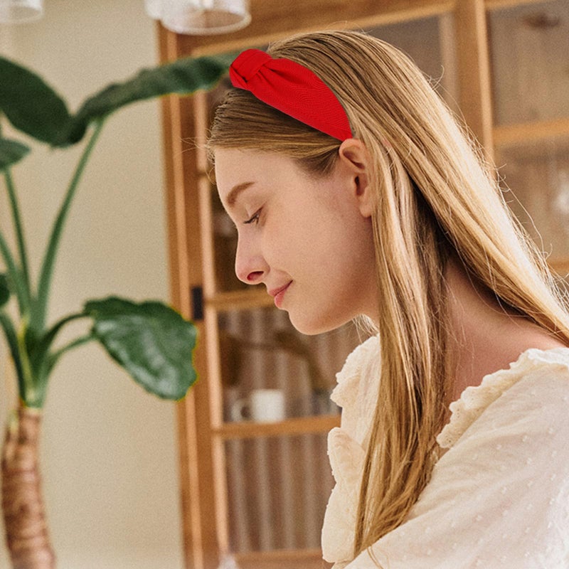 ACO-UINT Red Headband for Women Knotted Head Bands, Large Head Bands for Women's Hair Wide Headbands, Thick Headbands Womens Fashion Headband Hair Accessories for Women - Image 5