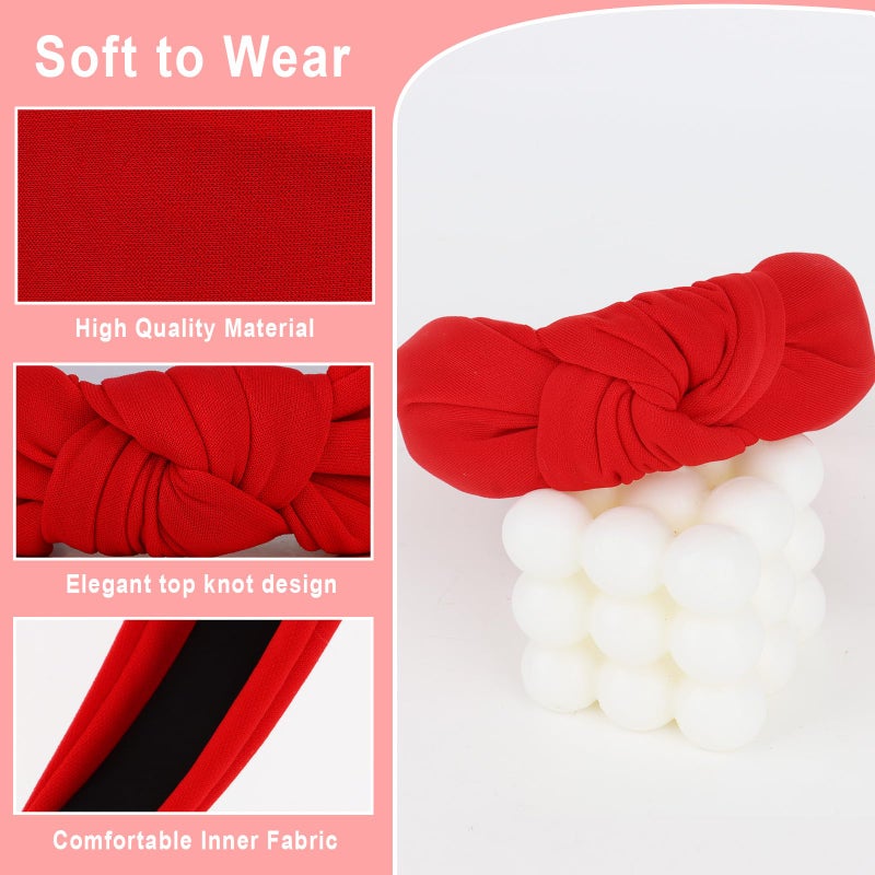 ACO-UINT Red Headband for Women Knotted Head Bands, Large Head Bands for Women's Hair Wide Headbands, Thick Headbands Womens Fashion Headband Hair Accessories for Women - Image 3