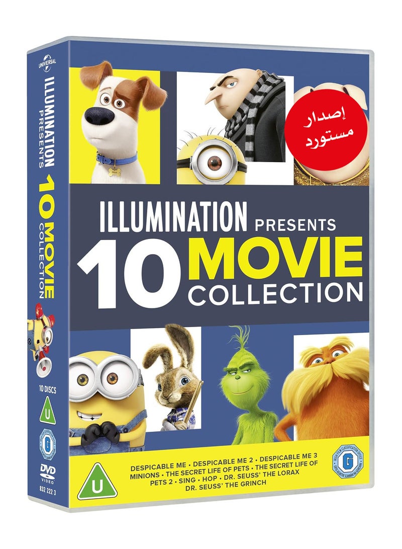 Illumination Presents 10 Movie Collection - DVD - Three Despicable Me fims, Minions, The Secret Life of Pets 1 & 2, Hop, Sing, Dr. Seuss’ The Lorax, and Dr. Seuss’ The Grinch!