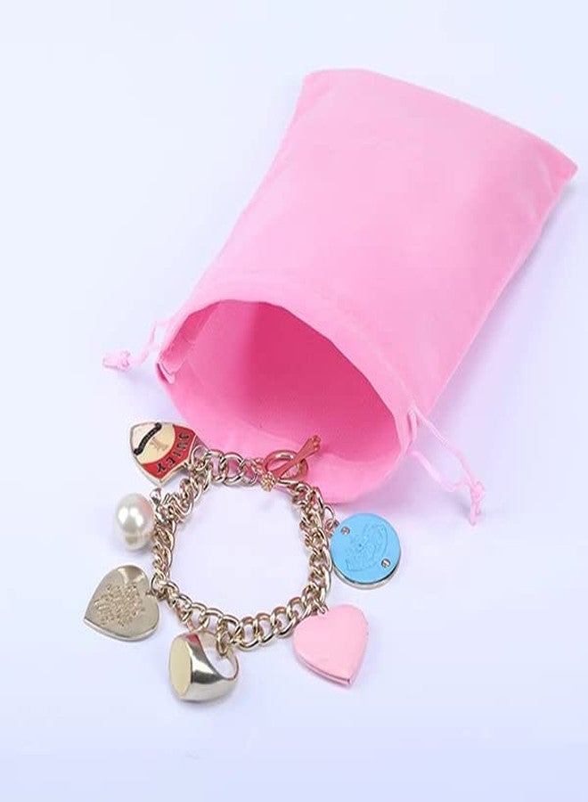 AKOAK 50 Pcs 7 x 9cm Velvet Drawstring Bag, Small Jewelry Gift Display Packaging Bag, Candy Gift Bag, Party Holiday Christmas/Wedding Gift Bag, Pink - Image 3