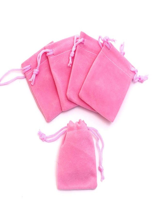 AKOAK 50 Pcs 7 x 9cm Velvet Drawstring Bag, Small Jewelry Gift Display Packaging Bag, Candy Gift Bag, Party Holiday Christmas/Wedding Gift Bag, Pink - Image 1