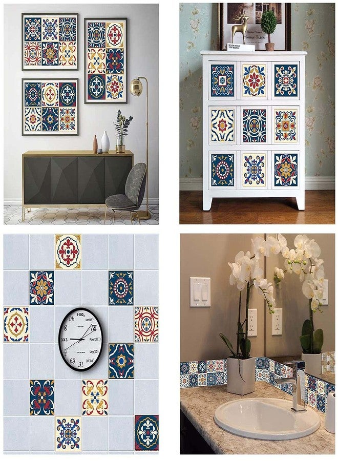 WALLTON ملصقات بلاط مغربي من والتون - G1، مناسبة لجدران المطبخ والحمامات والأرضيات والخشب والزجاج، لتزيين المنزل والأثاث (متعددة الألوان، 3×3 بوصة، 36 قطعة) - ذاتية اللصق - Image 5