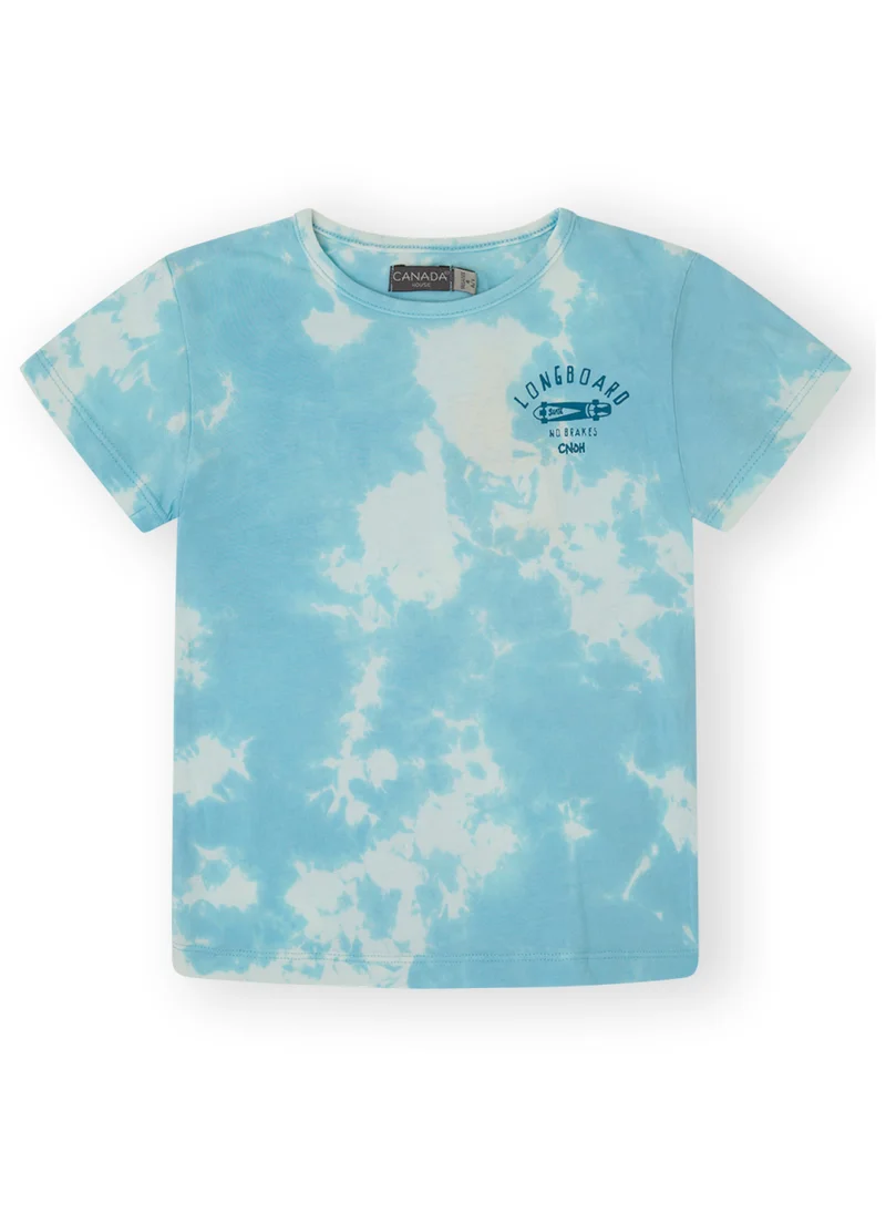 CANADA HOUSE Soft and Comfortable Sky Blue Tie Dye 100% Organic Cotton T-shirt for Boys