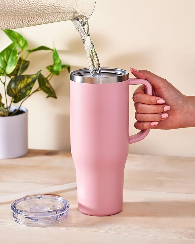 JETVEEK Cups 40 oz Tumbler with Handle and Straw Lid Insulated Stainless Steel Double Wall Spill Proof Water Bottle Travel Mug Cupholder Vacuum Sealed Tumblers with Lid Multicolor - Image 5