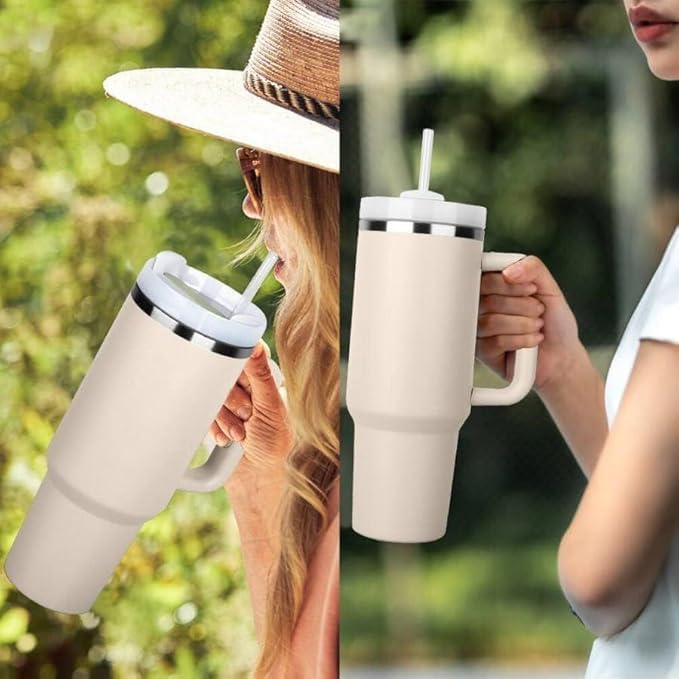 JETVEEK Cups 40 oz Tumbler with Handle and Straw Lid Insulated Stainless Steel Double Wall Spill Proof Water Bottle Travel Mug Cupholder Vacuum Sealed Tumblers with Lid Multicolor - Image 4