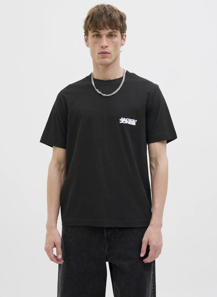 جاك اند جونز Jcosago Logo Slub Crew Neck T-Shirt