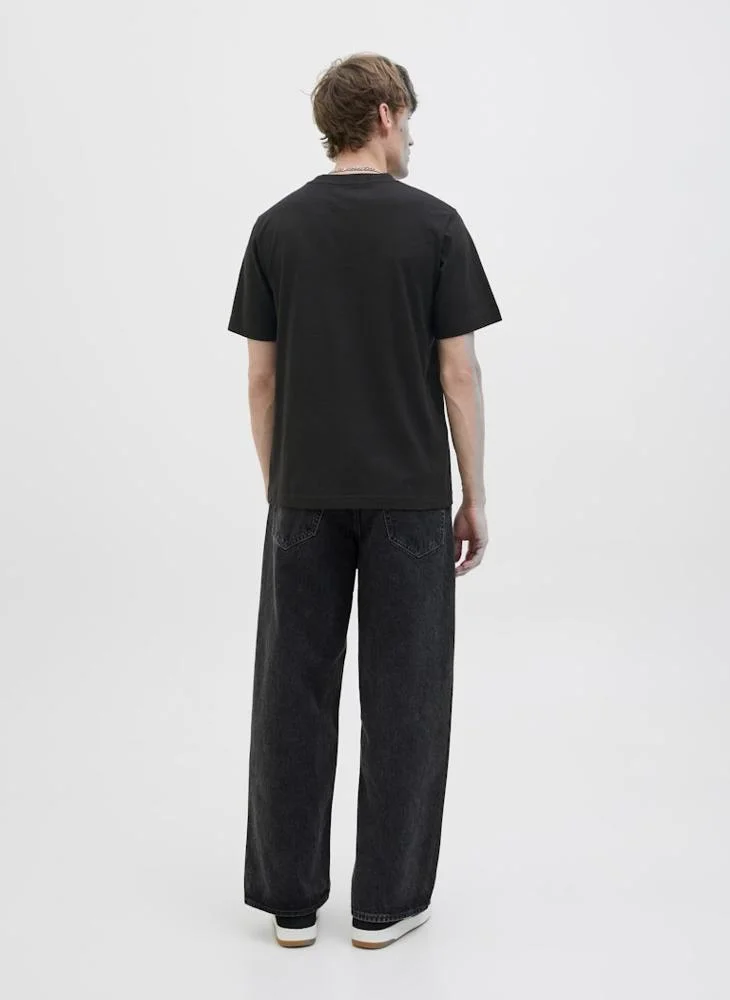 جاك اند جونز Jcosago Logo Slub Crew Neck T-Shirt
